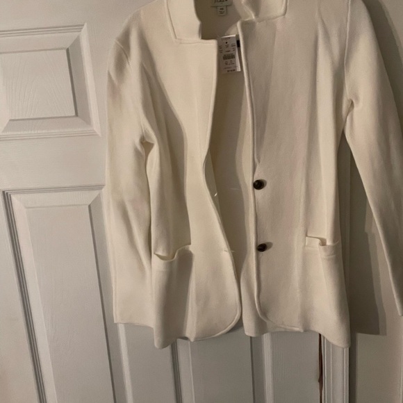 J. Crew Factory Cream Blazer with Notched Lapel and Tailored Fit - Picture 2 of 3